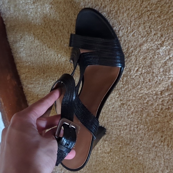 Franco Sarto black open toe ankle strap block heel 3.5" Size 9.5 - Picture 9 of 10